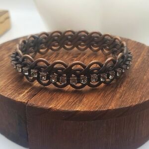 B2218 Solid heavy copper viking crystal bracelet star night‎